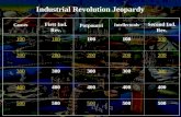 Causes First Ind. Rev. Potpourri Intellectuals Second Ind. Rev. 100 200 300 400 500 Industrial Revolution Jeopardy.