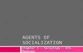 AGENTS OF SOCIALIZATION Chapter 3  Sociology  Mrs. Madison.