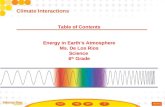 Table of Contents Energy in Earths Atmosphere Ms. De Los Rios Science 6 th Grade Climate Interactions.
