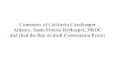 Comments of California Coastkeeper Alliance, Santa Monica Baykeeper, NRDC and Heal the Bay on draft Construction Permit.
