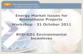 Energy Market Issues for Biomethane Projects Workshop - 31 October 2011 RIIO-GD1 Environmental Incentives.