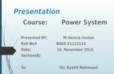 Presentation Course: Power System Presented BY: M.Hamza Usman Roll No# BSEE-01123114 Date: 10, November 2015. Section(B) To: Sir, Kashif Mehmood.