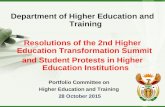 Department of Higher Education and Training Resolutions of the 2nd Higher Education Transformation Summit and Student Protests in Higher Education Institutions.
