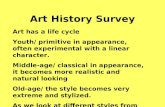 Art History Survey Art has a life cycle Youth/ primitive in appearance, often experimental with a linear character. Middle-age/ classical in appearance,