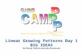 Linear Growing Patterns Day 1 BIG IDEAS By Wendy Telford and Judy Dussiaume.