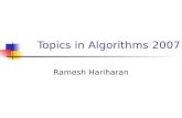 Topics in Algorithms 2007 Ramesh Hariharan. Support Vector Machines.