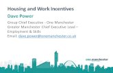 Housing and Work Incentives Dave Power Group Chief Executive - One Manchester Greater Manchester Chief Executive Lead  Employment  Skills