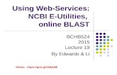 Using Web-Services: NCBI E-Utilities, online BLAST BCHB524 2015 Lecture 19 By Edwards  Li Slides:  .