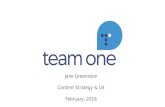 Jane Greenstein Content Strategy  UX February, 2016.