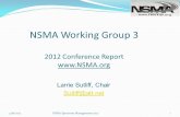 NSMA Working Group 3 2012 Conference Report  Larrie Sutliff, Chair NSMA Spectrum Management 201215/16/2012.