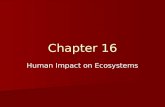 Chapter 16 Human Impact on Ecosystems. Earths Resources Natural Resources Natural Resources Part of natural environment used by humans Include soil,
