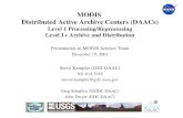 MODIS Distributed Active Archive Centers (DAACs) Level 1 Processing/Reprocessing Level 1+ Archive and Distribution Presentation to MODIS Science Team December.