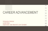 CAREER ADVANCEMENT Introductory Seminar Louise Mayo Supervisors: Dale Mackrell & John Campbell.