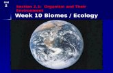 Week 10 Biomes / Ecology Unit 2 Section 2.1: Organism and Their Environment.