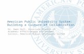 American Public University System: Building a Culture of Collaboration Dr. Gwen Hall, Associate Provost of Academic Effectiveness and Student Success,