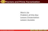 4-2 Factors and Prime Factorization Warm Up Warm Up Lesson Presentation Lesson Presentation Problem…