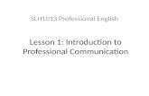 Lesson 1: Introduction to Professional Communication SLH1013 Professional English.