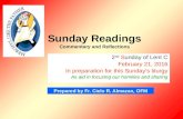 Sunday Readings Commentary and Reflections 2 nd Sunday of Lent C February 21, 2016 In preparation for…