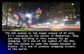 The 5th avenue is the biger avenue of NY city. It’s situated in the center of Manhattan. They are…
