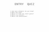 ENTRY QUIZ 1.How many elements do you know? 2.What are they? 3.Which of them are inert gases? 4.Which…