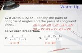 1. If ∆ QRS  ∆ ZYX, identify the pairs of congruent angles and the pairs of congruent sides.…
