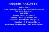 Program Analysis Mooly Sagiv Tel Aviv University 640-6706 Sunday 18-21 Scrieber 8 Monday 10-12 Schrieber.