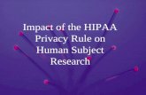 Impact of the HIPAA Privacy Rule on Human Subject Research.