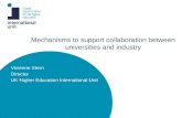 Mechanisms to support collaboration between universities and industry Vivienne Stern Director UK Higher…