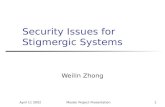 April 11 2002Master Project Presentation1 Security Issues for Stigmergic Systems Weilin Zhong.