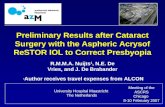 Preliminary Results after Cataract Surgery with the Aspheric Acrysof ReSTOR IOL to Correct Presbyopia…