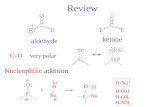 Review ketone aldehyde : : Nucleophilic addition : - C=O very polar O