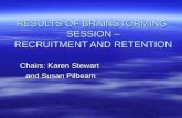 RESULTS OF BRAINSTORMING SESSION – RECRUITMENT AND RETENTION Chairs: Karen Stewart and Susan Pilbeam.