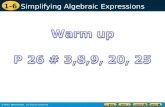 1-6 Simplifying Algebraic Expressions. 1-6 Simplifying Algebraic Expressions In the expression 7x +…