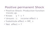 Positive permanent Shock Positive Shock: Production function moves up. Know:y ↑ c ↑ Unsure:L:income…