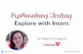STARWest Workshop: Explore with Intent