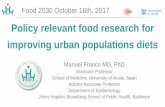 Policy relevant food research for improving urban populations diets