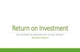 Return on investment  lesson 3 -revision