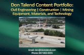Don Talend Construction Civil Engineering and Mining Content Portfolio