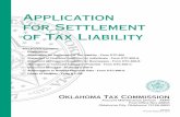 Application for Settlement of Tax Liability - · PDF fileMaking an Offer for Settlement of Tax Liability ♦ An “Application for Settlement of Tax Liability”, OTC-600, must be