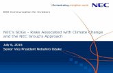 NEC's SDGs - Risks Associated with Climate Change and · PDF fileNEC's SDGs - Risks Associated with Climate Change ... Thermography Camera against Ebola Emergency Mobile Radio Network