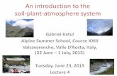 An introduction to the soil-plant-atmosphere · PDF fileAn introduction to the soil-plant-atmosphere system Gabriel Katul Alpine Summer School, Course XXIII Valsavarenche, Valle D’Aosta,