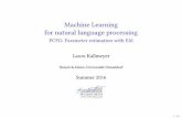 Machine Learning for natural language processingkallmeyer/Machine... · Machine Learning for natural language processing ... Each internal node in a parse tree t for an input ...