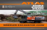 Wheel Excavator 220W - Atlas GmbH• Wheel excavator 220W, support and dozer blade on ridig axle, 2x outrigger support on steering axle, 2 lifting cylinders (A23.33) · 2015-1-24