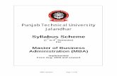Punjab Technical University JalandharMBA-LE,PGDBM.pdf · MBA Syllabus Page 1 of 46 Punjab Technical University Jalandhar Syllabus Scheme (1 st to 4 th Semester) For ... • Presentation/Reports/Home