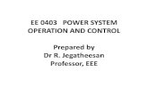 EE 0403 POWER SYSTEM OPERATION AND CONTROL · PDF fileCOMPUTER CONTROL OF POWER SYSTEM ... Computer aided power system analysis and control, Tata Mc Graw Hill Publishin g Company,