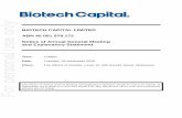BIOTECH CAPITAL LIMITED ABN 45 091 979 172 Notice of ... · PDF fileBIOTECH CAPITAL LIMITED ABN 45 091 ... This Notice of Annual General Meeting and Explanatory Statement should be