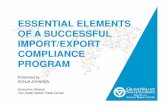 ESSENTIAL ELEMENTS OF A SUCCESSFUL · PDF fileOF A SUCCESSFUL IMPORT/EXPORT COMPLIANCE PROGRAM Presented by: ... • These publications have no legal binding nor ... • Pro forma