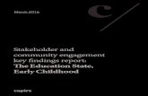 Stakeholder and community engagement key findings · PDF fileSTAKEHOLDER AND COMMUNITY ENGAGEMENT KEY FINDINGS REPORT : THE EDUCATION STATE, EARLY CHILDHOOD 1 Contents 1. Executive