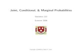 Joint, Conditional, & Marginal Probabilities - Mark E. · PDF fileJoint, Conditional, & Marginal Probabilities The three axioms for probability don’t discuss how to create probabilities