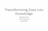 Transforming Data into Knowledge - Matthew · PDF file•Energy data ETL application •Global data management system •Intelligent lighting control systems. About Me •Education
